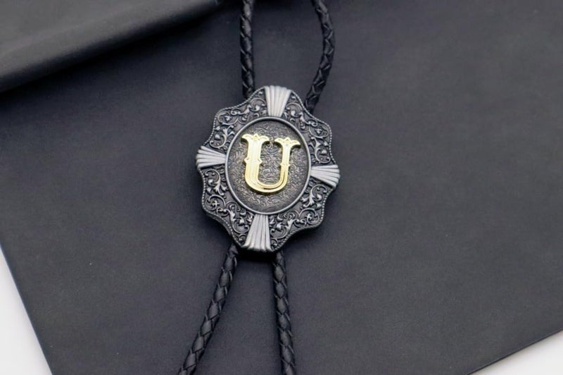 KECOL Western Letter Bolo Tie Cowboy Aalphabet A to Z Neckties Necklace for Men Women - Image 4